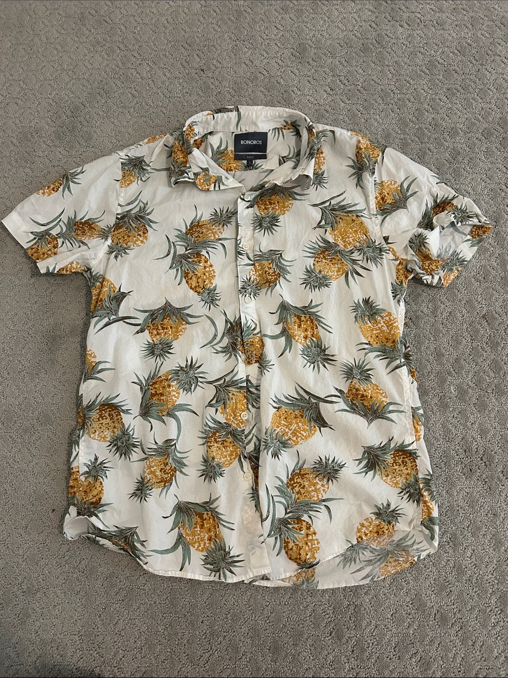 Bonobos Cream Short-Sleeve Pineapple Print Button-Down